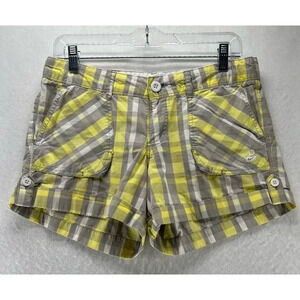 Nike Shorts Girls Size M Madras Plaid Mini Utility Golf Walking Cotton Yellow